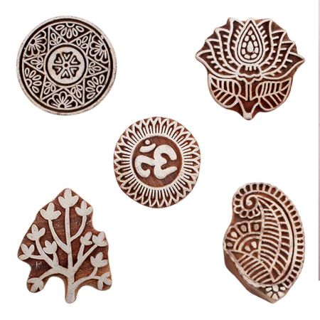 Set of 5 Piece New Mix Wooden Printing Blocks